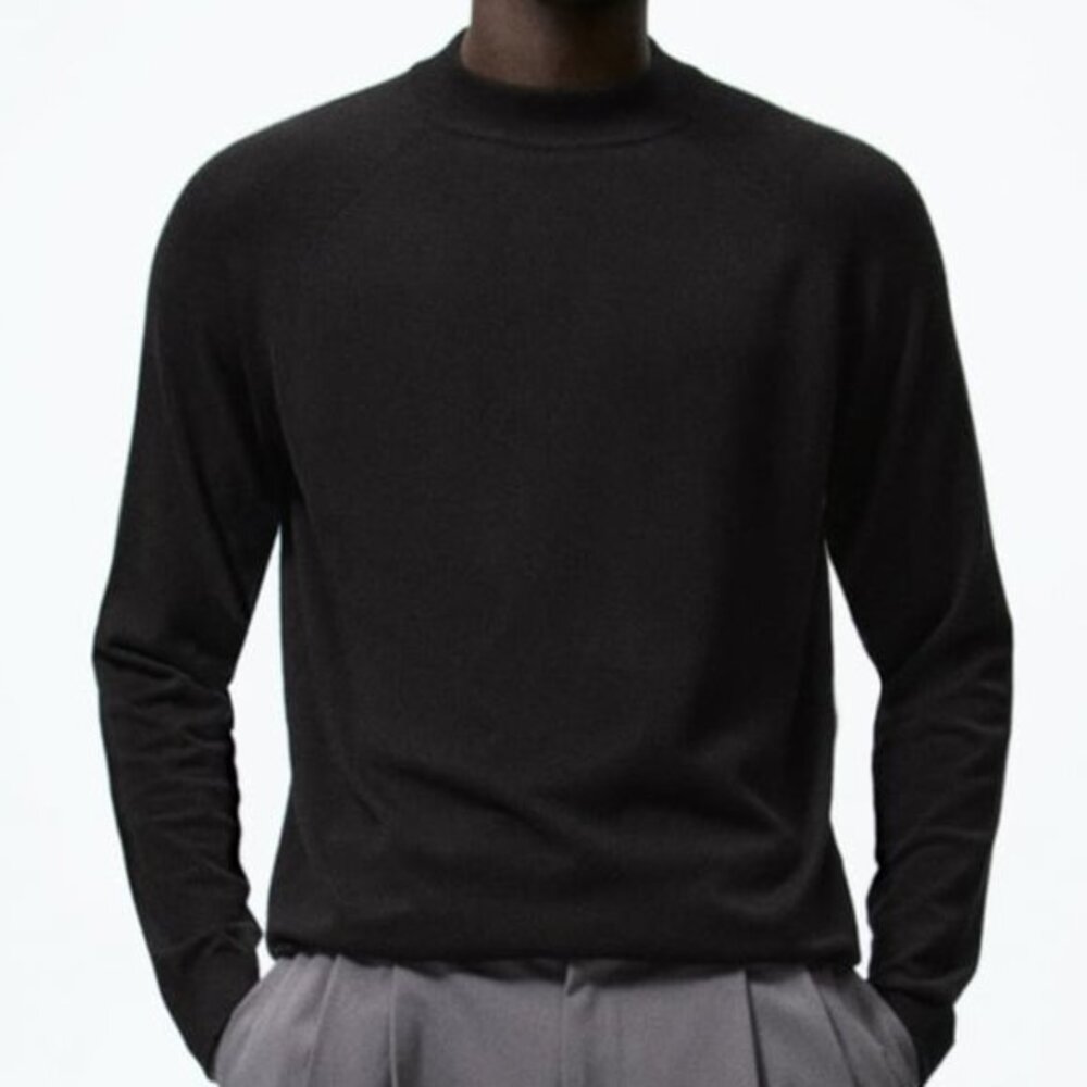 Zara Black Heavyweight Mock Neck Long Sleeve Sweater Top Large